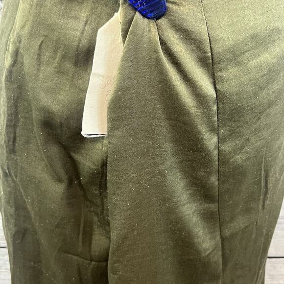 Mystree Skirt size Large Olive Green Satin Midi A Line Modest Church Casual Slim - Picture 10 of 11